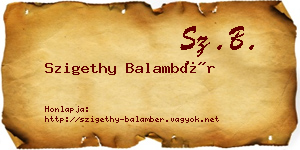 Szigethy Balambér névjegykártya